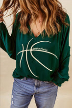 Load image into Gallery viewer, BASKETBALL Round Neck Smocked Long Sleeve Top
