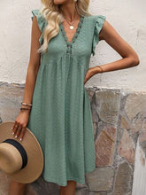 Load image into Gallery viewer, Lace Detail Ruffled V-Neck Mini Dress
