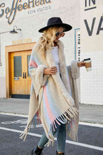 Load image into Gallery viewer, Color Block Fringe Detail Poncho
