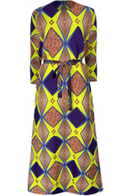 Load image into Gallery viewer, Geometrical Print Accordion Pleated Three-Quarter Sleeve Dress
