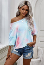 Load image into Gallery viewer, Tie-Dye Boat Neck Batwing Sleeve Tee
