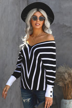 Load image into Gallery viewer, Chevron V-Neck Button Cuff Sweater
