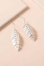 Load image into Gallery viewer, Metal Leaf Rhinestone Dangling Earrings
