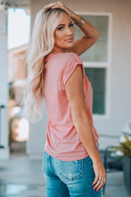 Load image into Gallery viewer, Women Buttoned Roll-Tab Sleeve Tee Shirt

