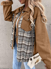 Load image into Gallery viewer, Plaid Button Up Dropped Shoulder Jacket
