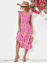 Load image into Gallery viewer, Floral V-Neck Cap Sleeve Dress
