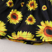 Load image into Gallery viewer, Sunflower Print Top and Distressed Denim Shorts Set
