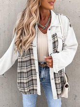 Load image into Gallery viewer, Plaid Button Up Dropped Shoulder Jacket
