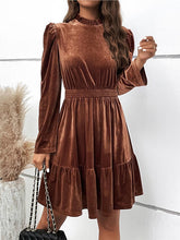 Load image into Gallery viewer, Smocked Long Sleeve Ruffle Hem Dress
