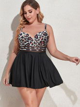 Load image into Gallery viewer, Plus Size Two-Tone Swim Dress and Bottoms Set
