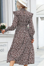 Load image into Gallery viewer, Floral Mock Neck Tie Waist Midi Dress
