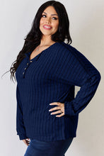 Load image into Gallery viewer, Basic Bae Full Size Ribbed Half Button Long Sleeve T-Shirt
