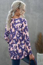 Load image into Gallery viewer, Leopard and Tie-Dye Print Ruffle Hem Top
