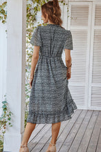 Load image into Gallery viewer, Leopard Frill Trim Flutter Sleeve Dress
