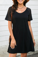 Load image into Gallery viewer, Sheer Striped Raglan Sleeve T-Shirt Dress
