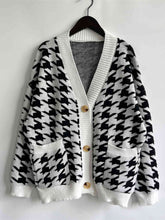 Load image into Gallery viewer, Houndstooth Botton Front  Cardigan with Pockets
