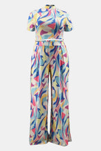 Load image into Gallery viewer, Plus Size Abstract Print Top and Wide Leg Pants Set with Pockets
