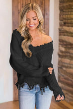 Load image into Gallery viewer, Frayed Hem Dropped Shoulder Sweater
