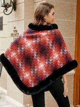 Load image into Gallery viewer, Faux Fur Trim Poncho
