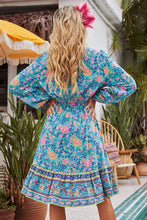 Load image into Gallery viewer, Bohemian Tie Neck Balloon Sleeve Dress

