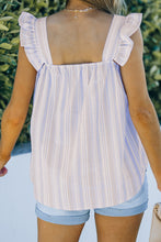 Load image into Gallery viewer, Embroidered Square Neck Striped Tank Top
