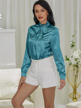 Load image into Gallery viewer, Satin Tied Button-Front Top
