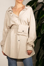 Load image into Gallery viewer, LINEN SHIRTS DRESS WITH BELT POCKET
