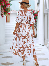 Load image into Gallery viewer, Printed Surplice Balloon Sleeve Dress
