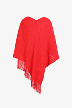 Load image into Gallery viewer, Pearl Trim Fringe Hem Poncho
