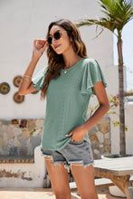 Load image into Gallery viewer, Eyelet Flutter Sleeve Short Sleeve Top
