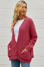 Load image into Gallery viewer, Button Front Plunge Cardigan with Front Pockets
