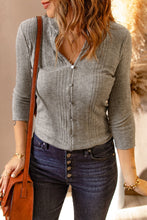 Load image into Gallery viewer, Buttoned V-Neck Ribbed Top
