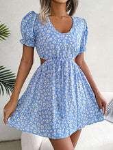 Load image into Gallery viewer, Floral Cutout Flounce Sleeve Dress
