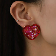 Load image into Gallery viewer, Sequin Heart Inlaid Bead Alloy Earrings
