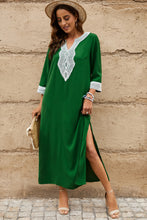 Load image into Gallery viewer, Contrast Lace Trim Three-Quarter Sleeve Split Dress
