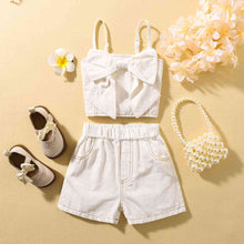 Load image into Gallery viewer, Contrast Stitching Bow Detail Cami and Shorts Set
