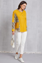 Load image into Gallery viewer, Plaid Waffle-Knit Half Button Hoodie
