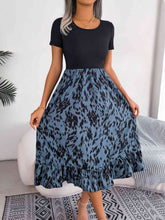 Load image into Gallery viewer, Printed Round Neck Ruffle Hem Dress

