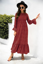 Load image into Gallery viewer, Printed Puff Sleeve Ruffle Maxi Dress
