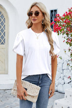 Load image into Gallery viewer, Round Neck Petal Sleeve T-Shirt
