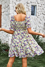 Load image into Gallery viewer, Floral Square Neck Smocked Frill Trim Dress

