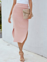 Load image into Gallery viewer, Ribbed Side Slit Midi Skirt
