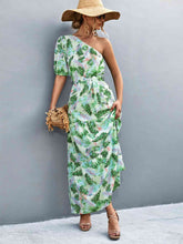 Load image into Gallery viewer, Printed Tie Waist One Shoulder Maxi Dress
