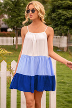 Load image into Gallery viewer, Colorblock Ruffle Hem Cami Dress
