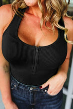Load image into Gallery viewer, Plus Size Half Zip Scoop Neck Tank
