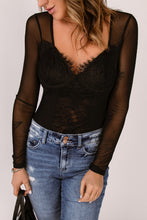 Load image into Gallery viewer, Spliced Lace Sweetheart Neck Bodysuit
