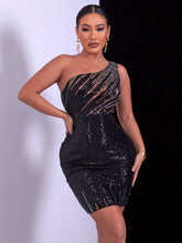 Load image into Gallery viewer, Multicolored Sequin One-Shoulder Bodycon Dress
