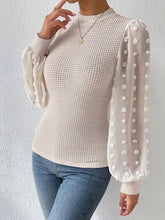 Load image into Gallery viewer, Swiss Dot Waffle-Knit Lantern Sleeve T-Shirt
