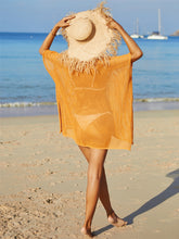 Load image into Gallery viewer, Openwork Flower V-Neck Short Sleeve Cover Up
