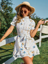 Load image into Gallery viewer, Floral Keyhole Tie Waist Mini Dress
